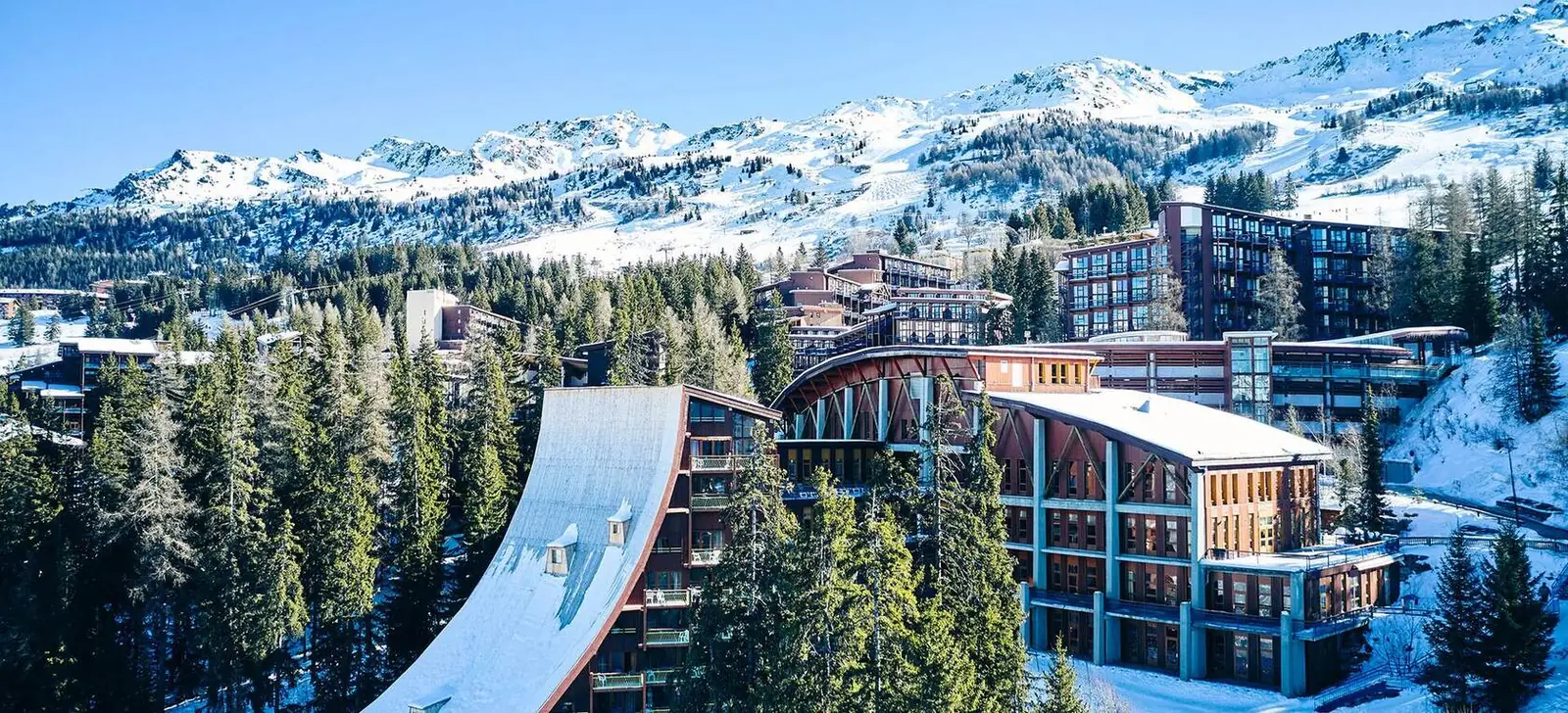 Charlotte Perriand’s iconic architecture in Les Arcs, among snowy forests